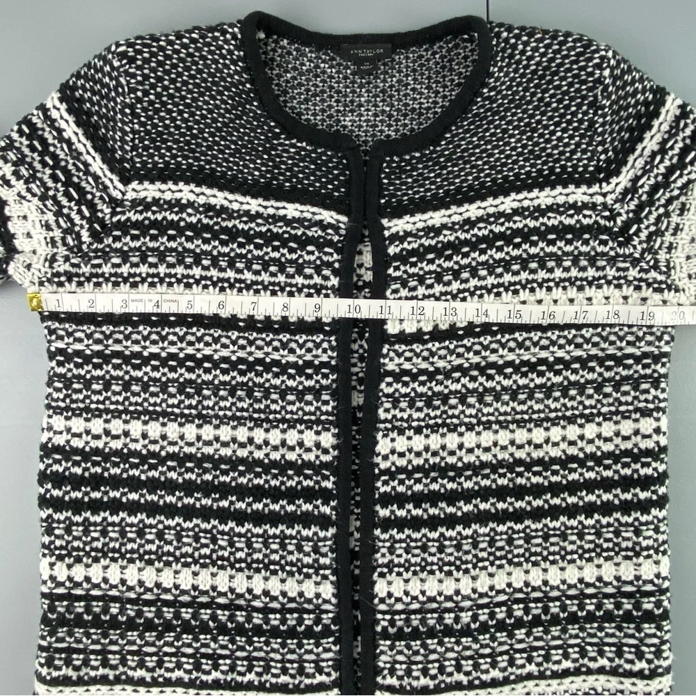 Ann Taylor Black and White Ombre Knit Sweater Coatigan, XS